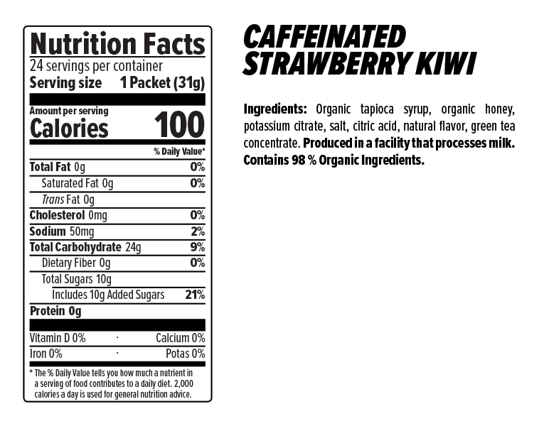 Honey Stinger Strawberry Kiwi Caffeinated Gel Nutrion Facts