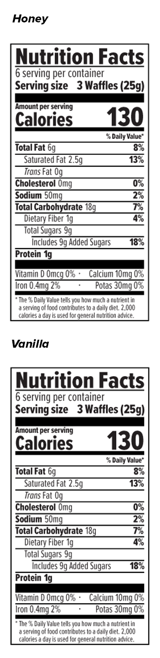 Mini Waffle Sample Pack Nutrition Facts