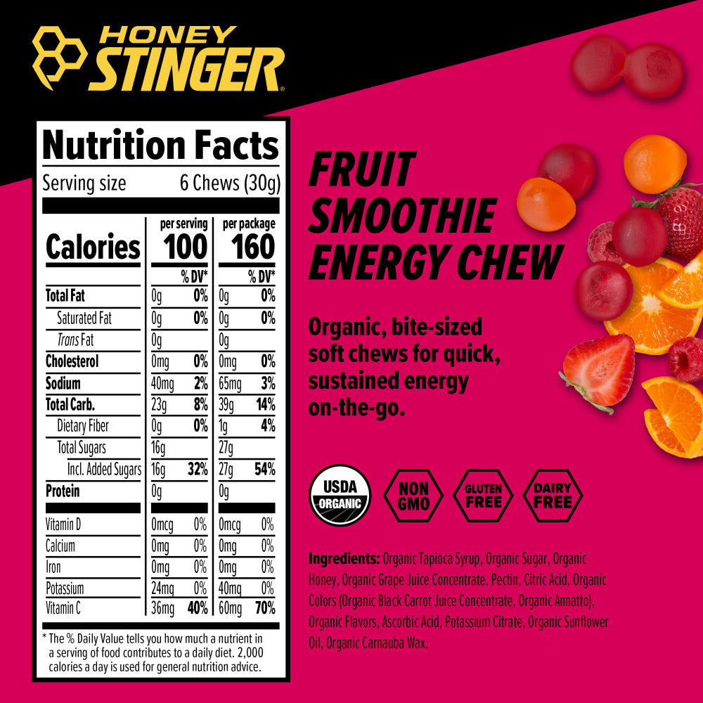 Fruit Smoothie Energy Chews Pack of 12 | Honey Stinger