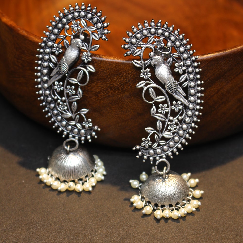 Discover Shine Statement Oxidized Silver Drop Earrings | Paksha