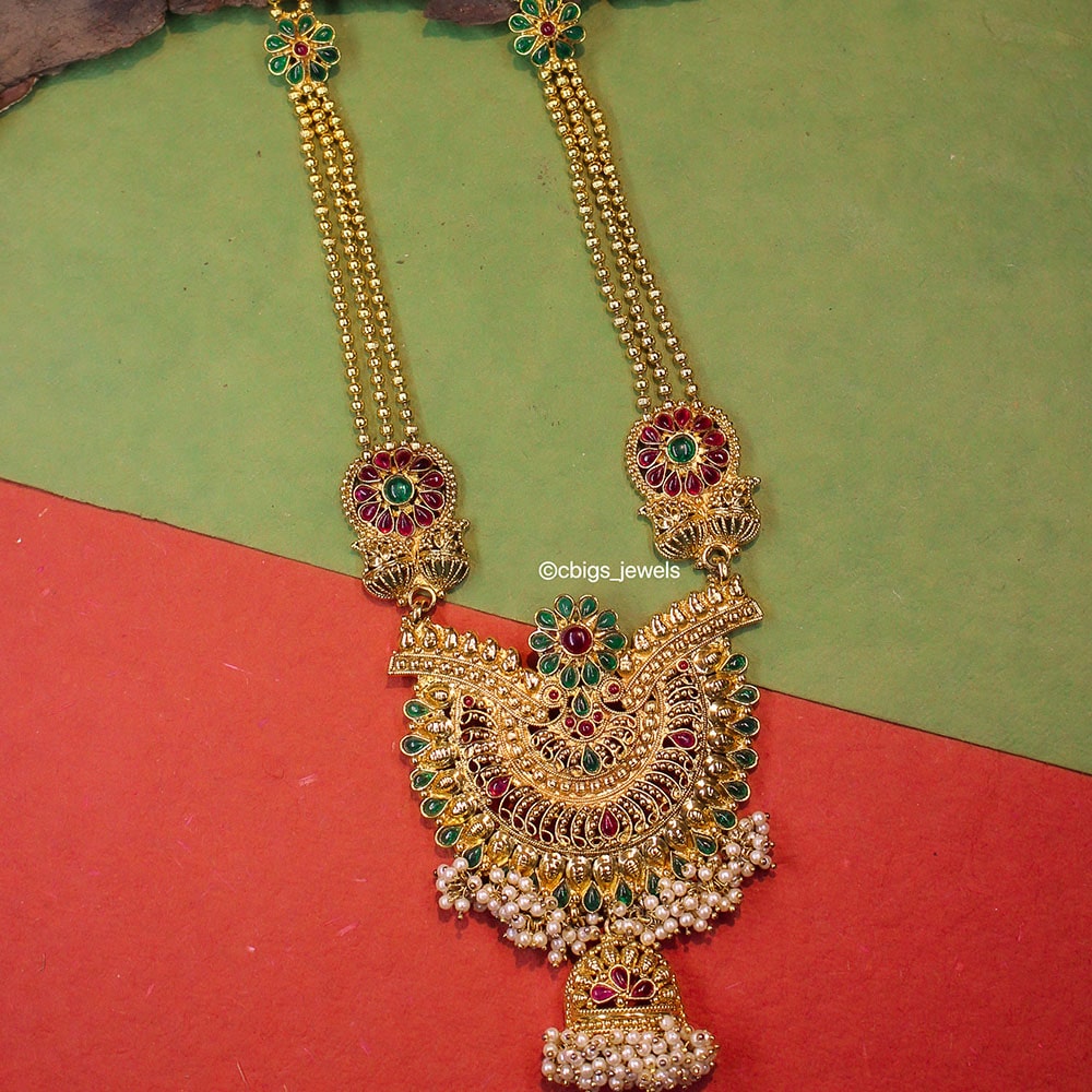 Antique Gold Haram with Pendant – Cbigsapparels