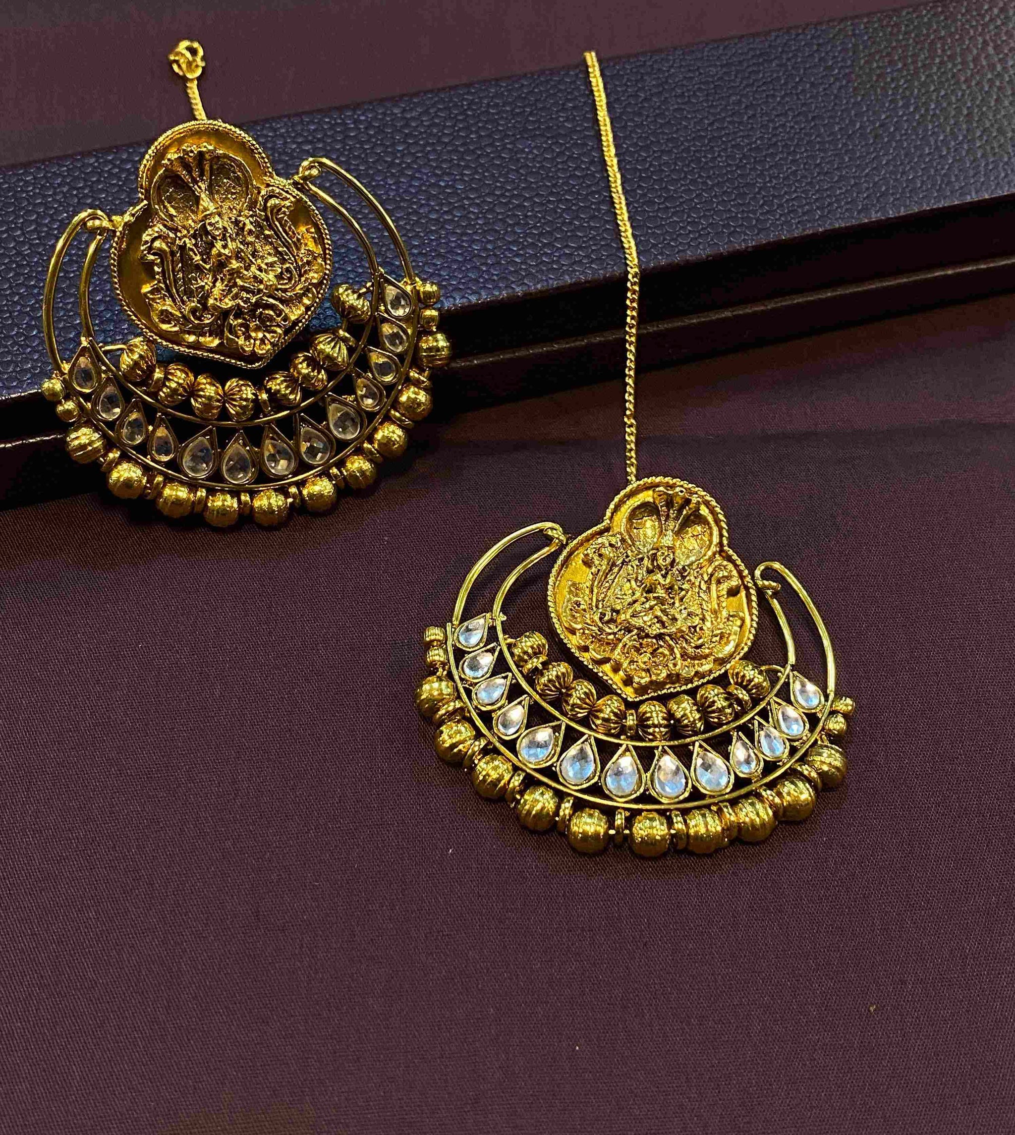 Indian Earrings Antique Gold Jhumka South Indian Wedding Bridal Earrings  Jewelry | eBay
