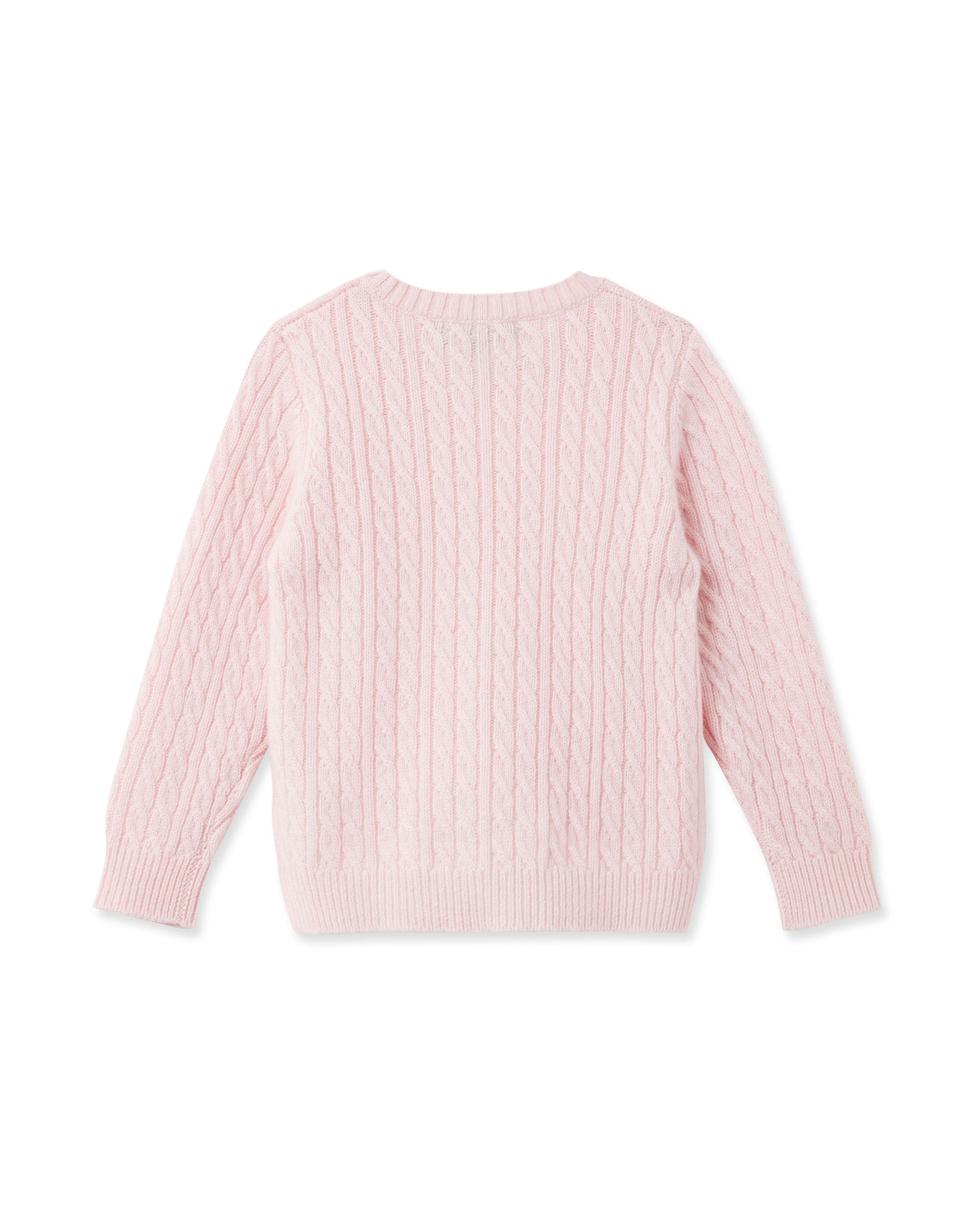 CREW NECK SWEATER IN CABLE-KNIT CASHMERE AND SILK - PINK