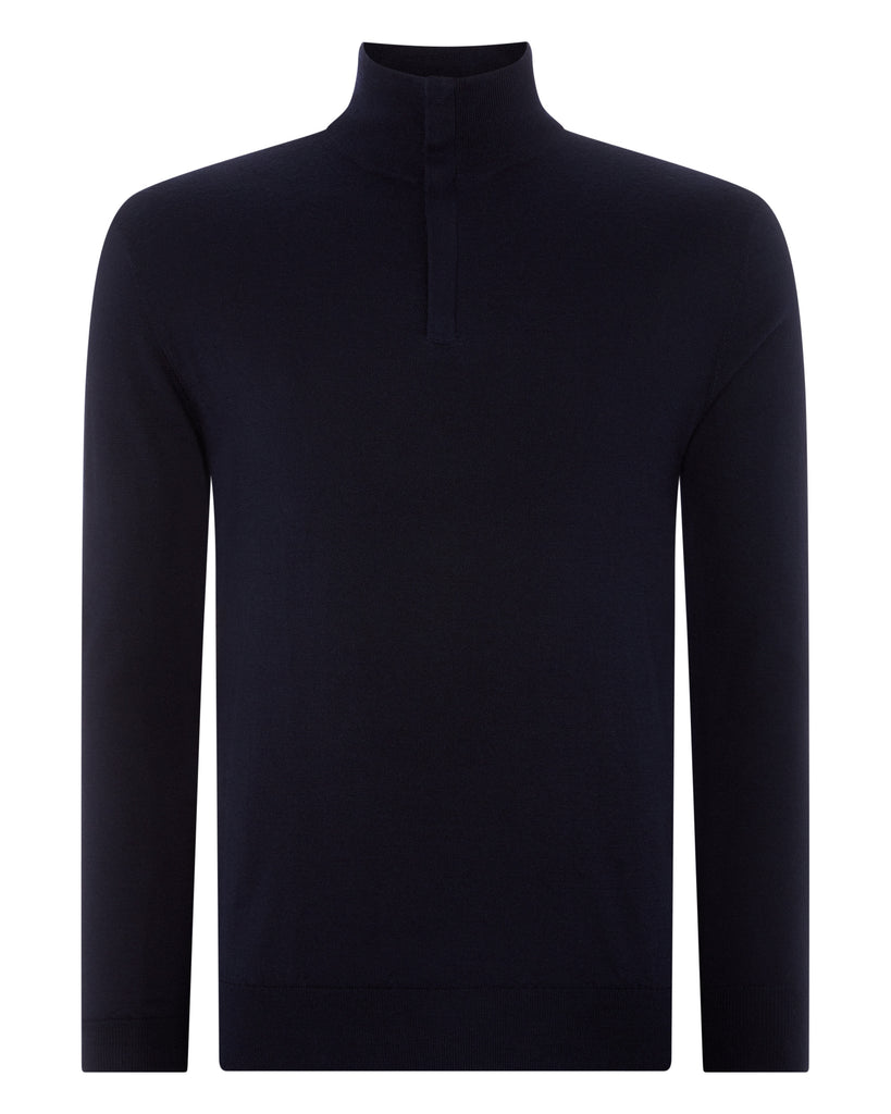 Regent Fine Gauge Half Zip Sweater Navy Blue | N.Peal, London