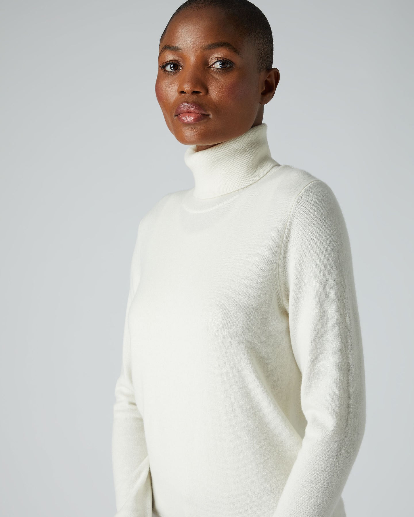 Women's Polo Neck Cashmere Jumper New Ivory White | N.Peal