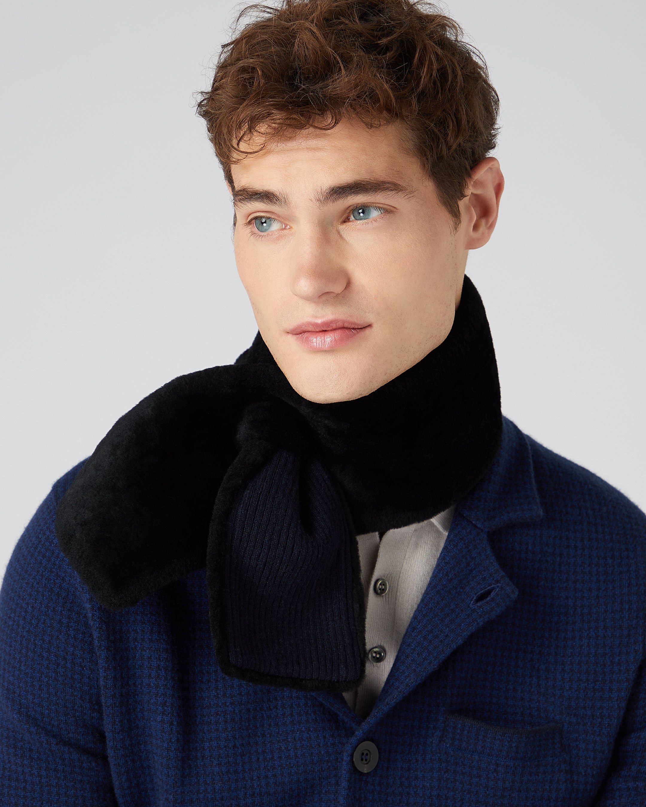 Unisex Shearling Neckwarmer Navy Blue