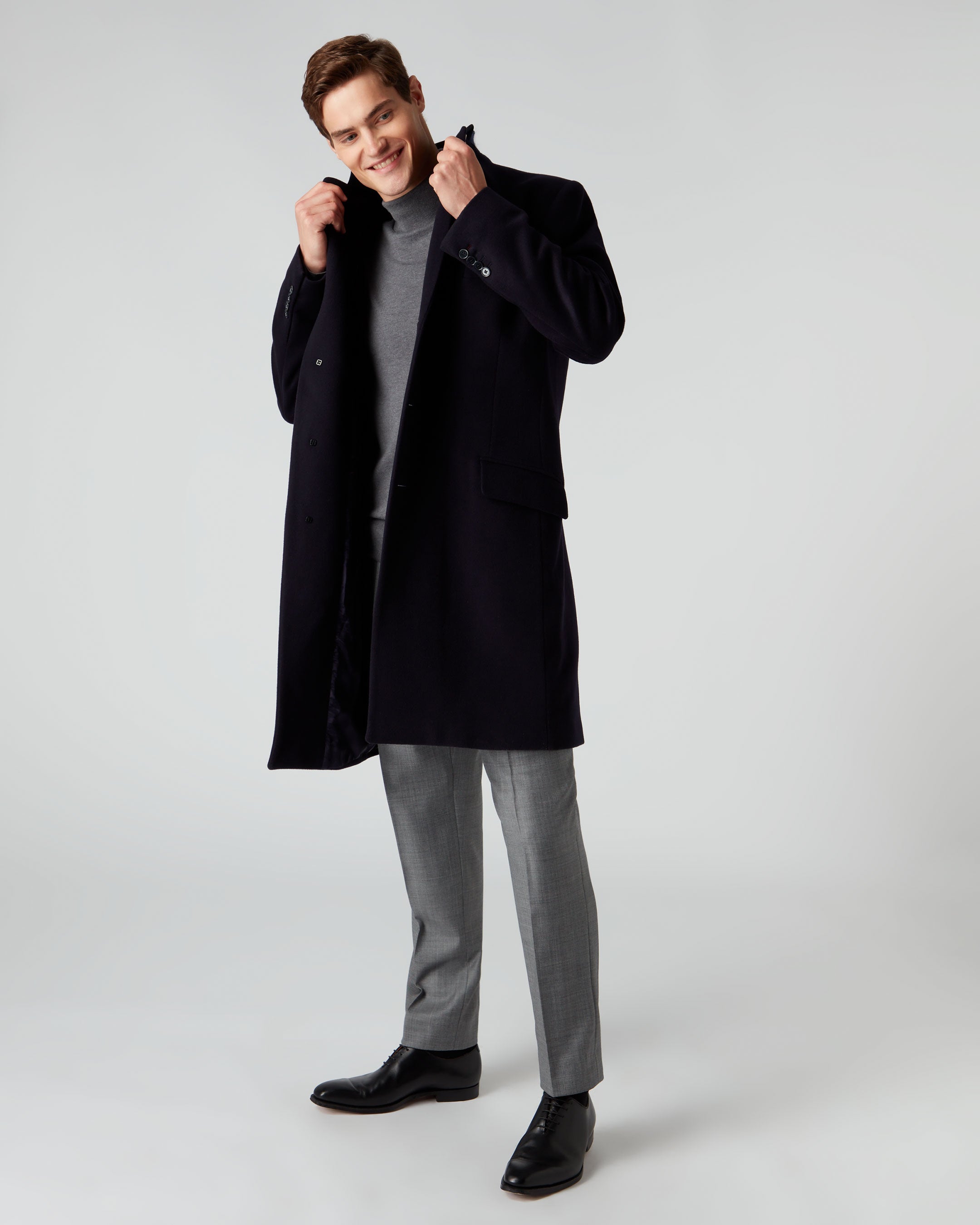 007 Woven Midnight Overcoat Navy Blue