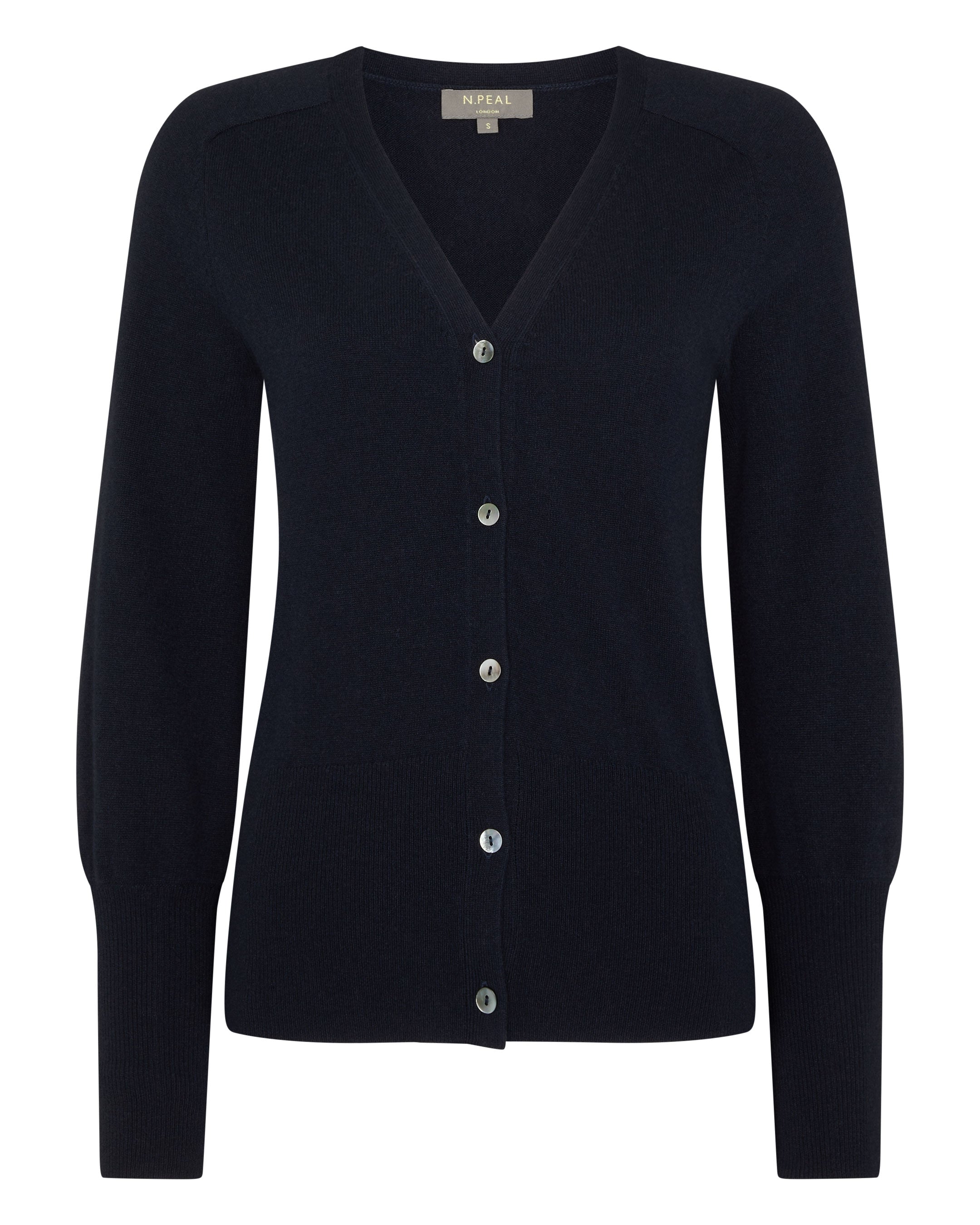Women's V Necked Cashmere Cardigan Navy Blue | N.Peal
