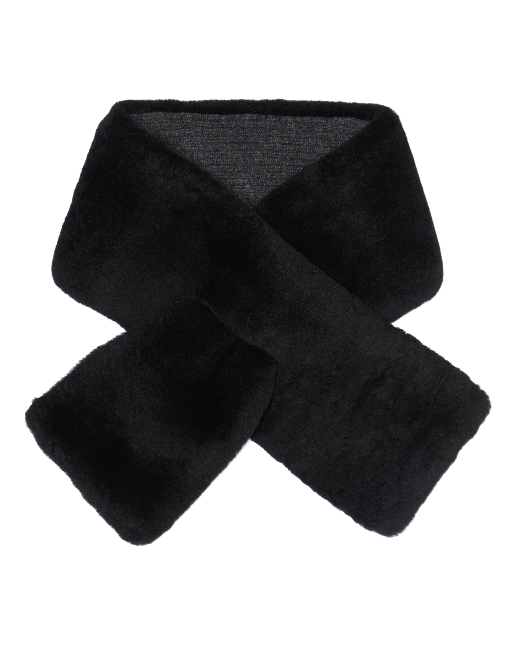 Unisex Shearling Neckwarmer Dark Charcoal Grey