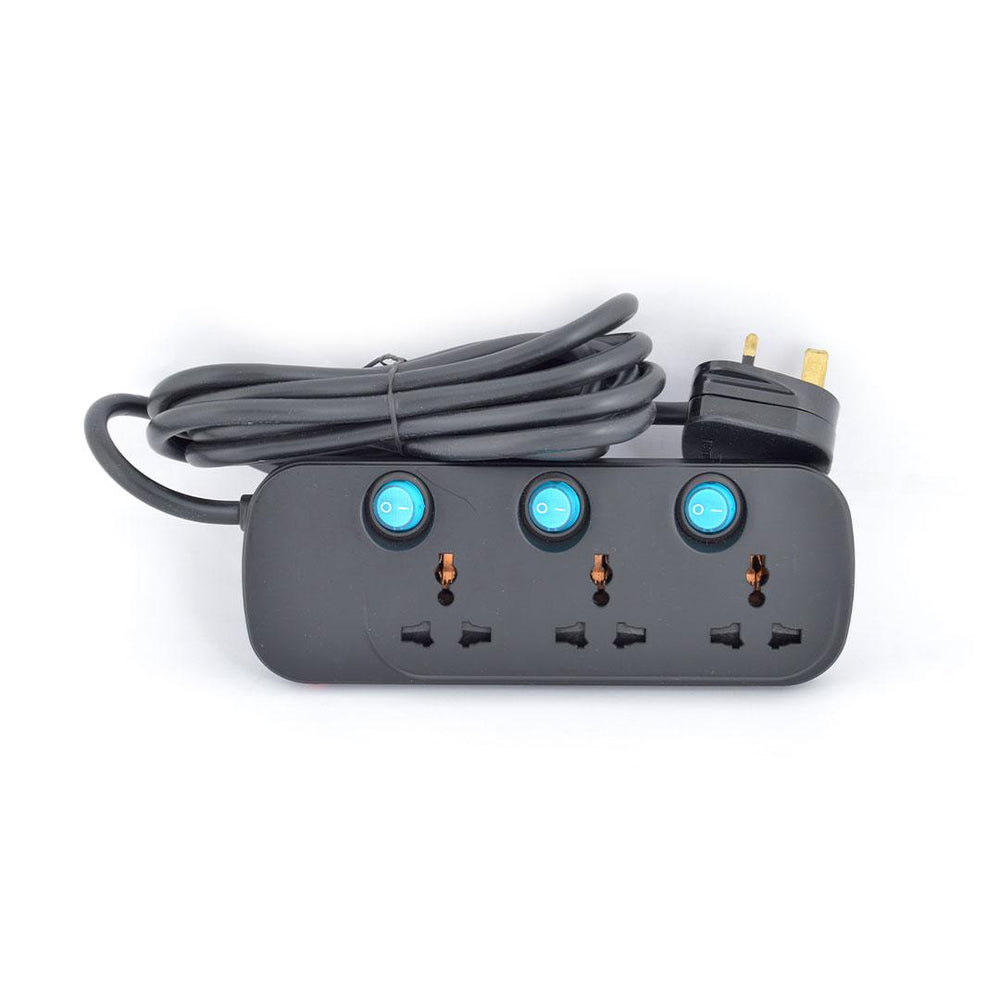 
                
                    Load image into Gallery viewer, Terminator 3 Way Universal Power Extension Socket 3X1.25MM2 Black Body &amp;amp; Blue Switch 5M Cable 13A Plug Esma Approved
                
            