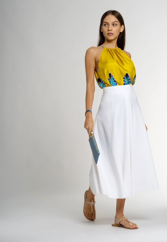 Lilli A-Line Midi Skirt White -Made by experienced Italian Artisans – Tema  Moda