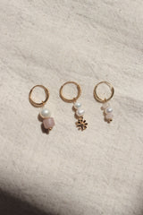 Rose Quartz freshwater pearl one earring (1pc)