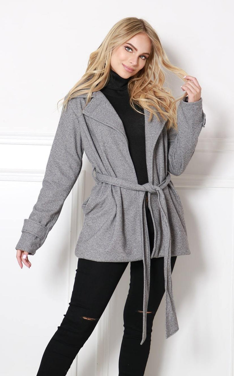 Abrigo gris con solapas - Navissi Clothing ♡