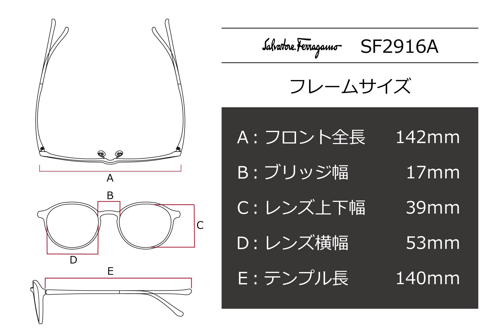 【鯖江製】Ferragamo(フェラガモ) SF 2916A-001ブラック(53)