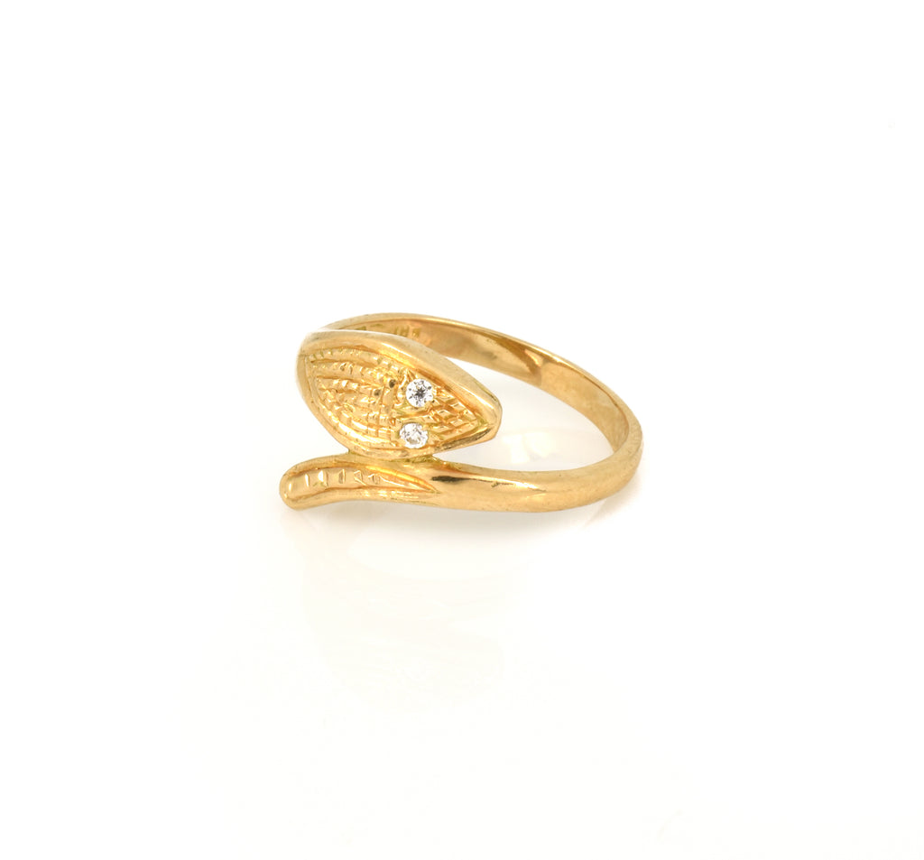 Anillo de oro para mujer 18k diseño serpiente con dos piedras Anillos de oro - de oro - Pulseras de oro - Aros de oro – inticash.com
