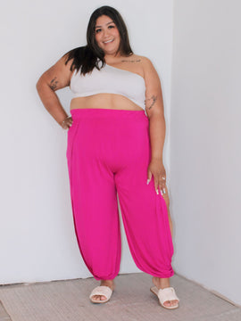 Plus Size Super Suave Open Side Pants in Magenta