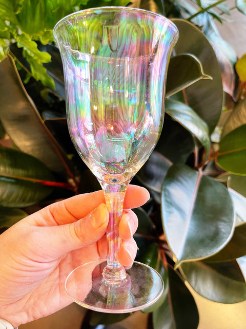 Vintage Tiffin Iridescent Wine Glass Set