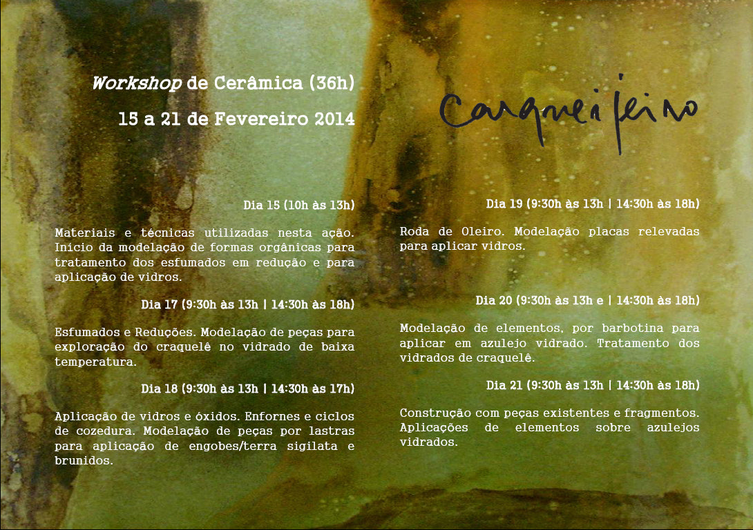 Promotional poster for João Carqueijeiro's ceramic workshop