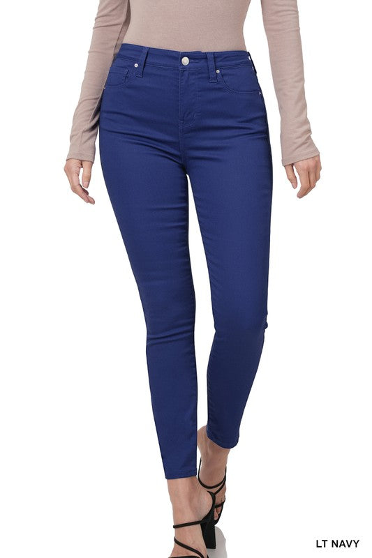 Zenana Plus High Rise Super Flare Color Denim Pants