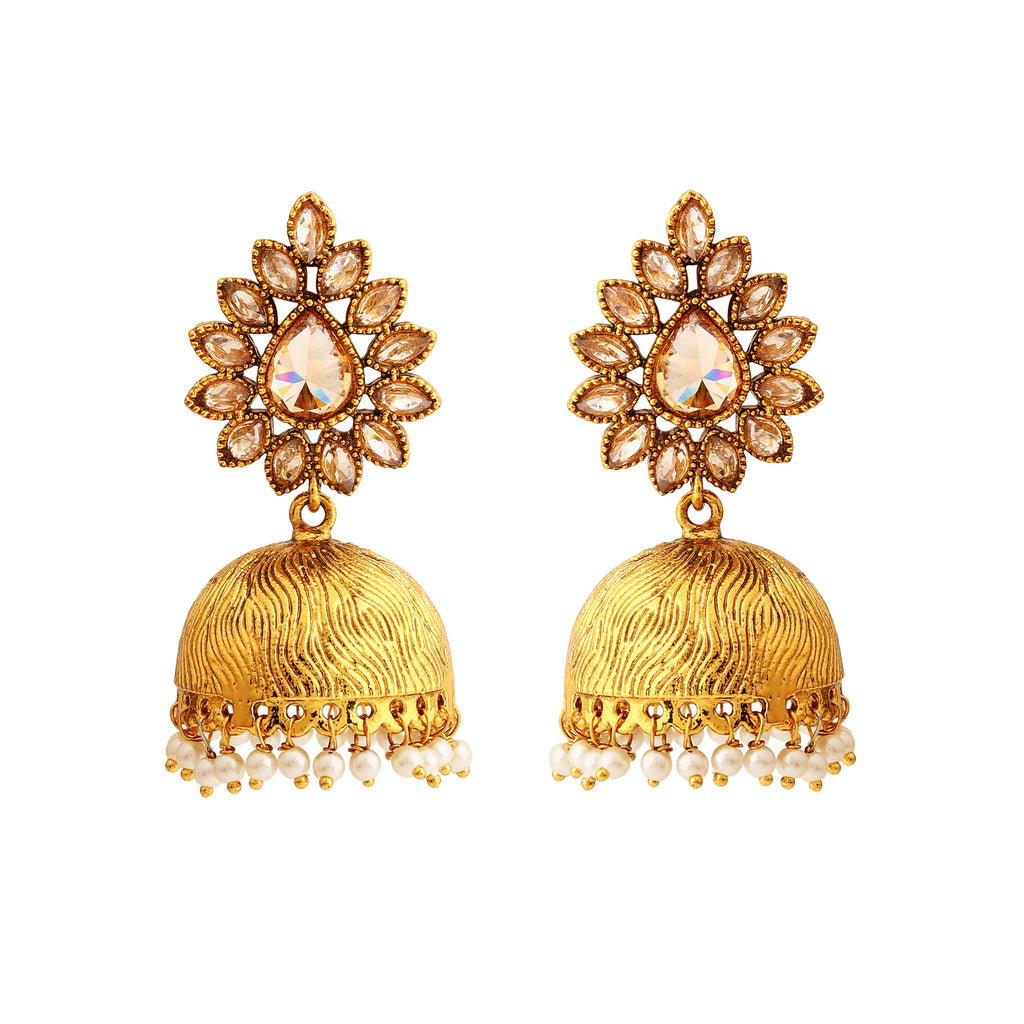 Rajwada Arts Gold colored Brass Designer Jhumki Earring  for women