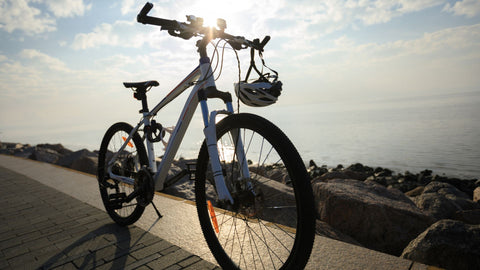 Bicycle with a kickstand alone on the road