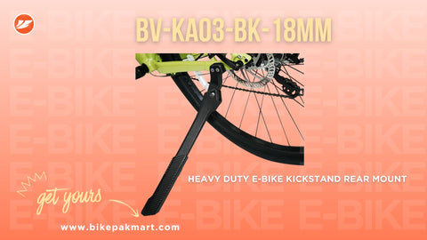 BV CHROMIUM Heavy Duty E-Bike Kickstand Rear Mount - Stand 24" - 29" | BV-KA03-BK-40MM