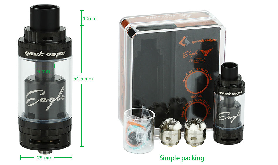 GeekVape Eagle Tank With HBC Top Airflow Version - 6ml, Black