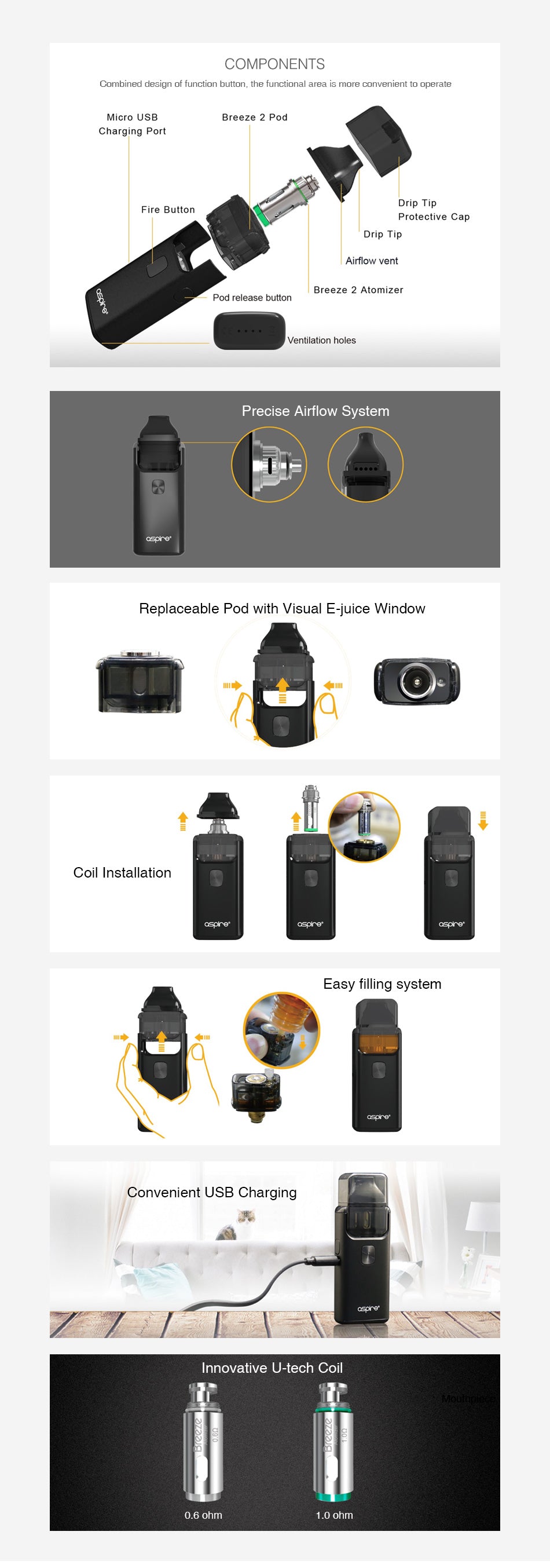 Aspire Breeze 2 AIO Starter Kit 1000mAh