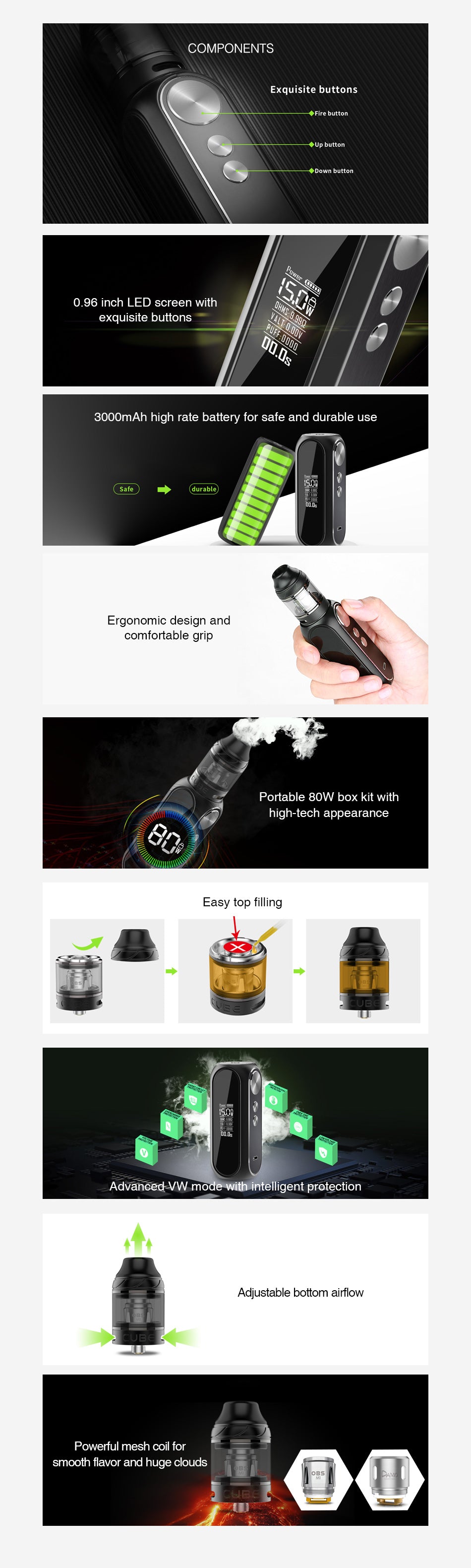 OBS Cube VW Kit with Mesh Tank 3000mAh