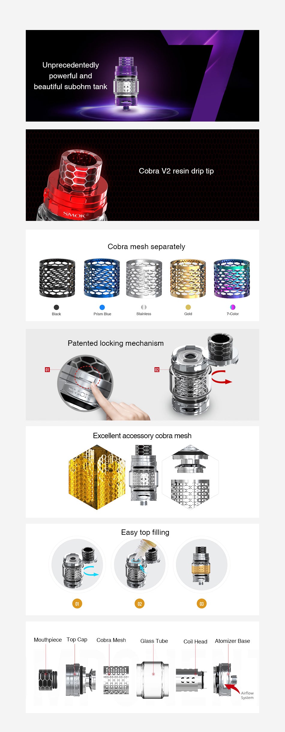 SMOK TFV12 Prince Cobra Edition Tank 7ml/2ml