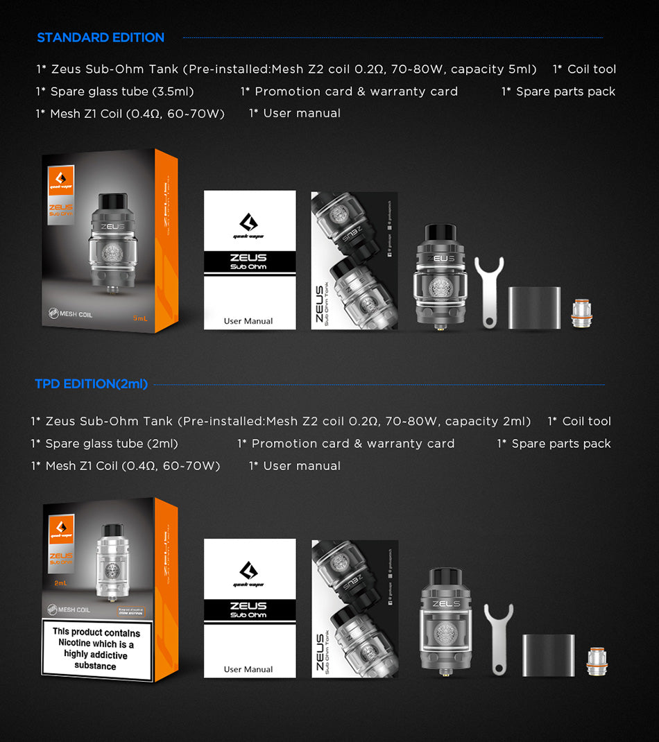 Geekvape Zeus Subohm Tank 2ml/5ml