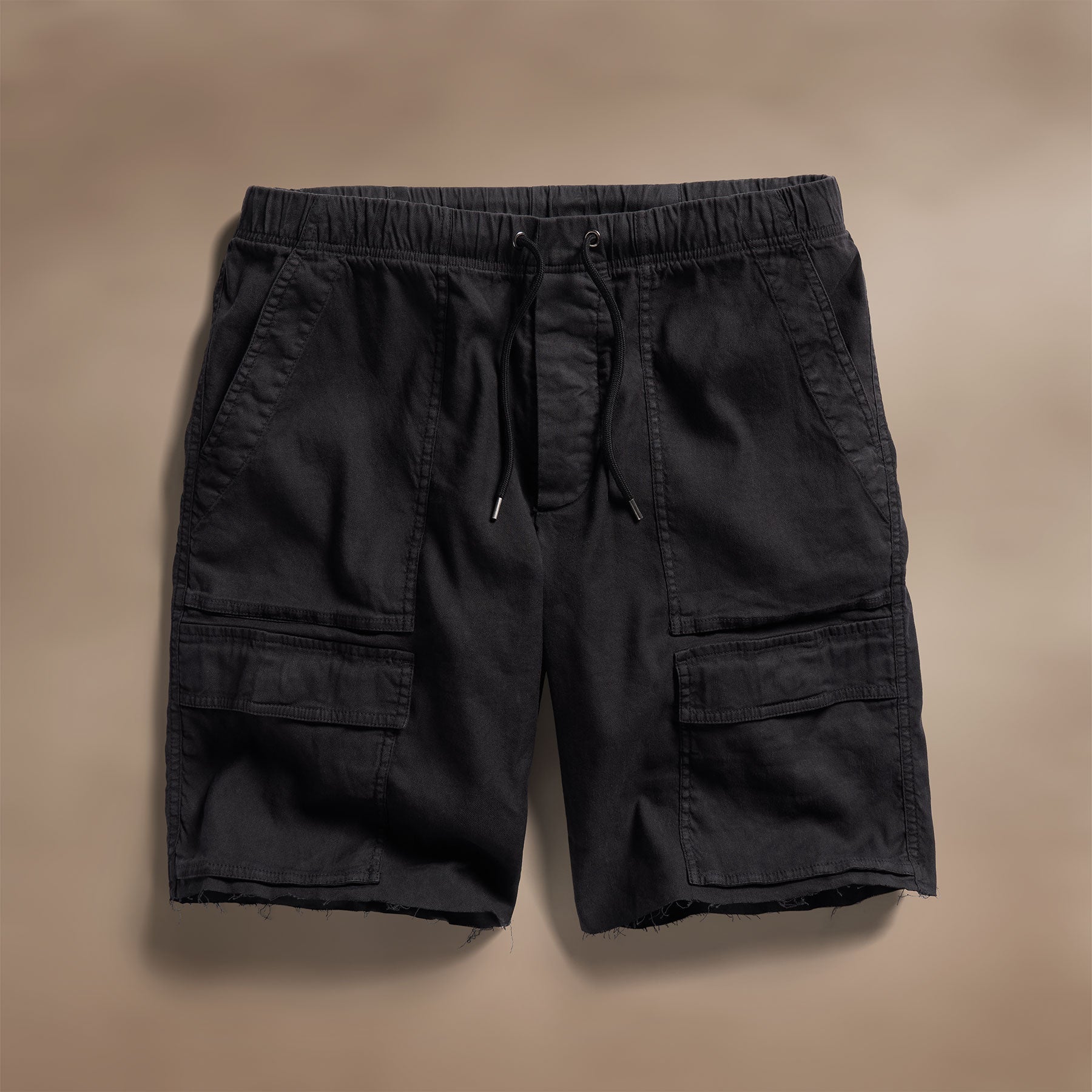 Linen Blend Utility Short - Black