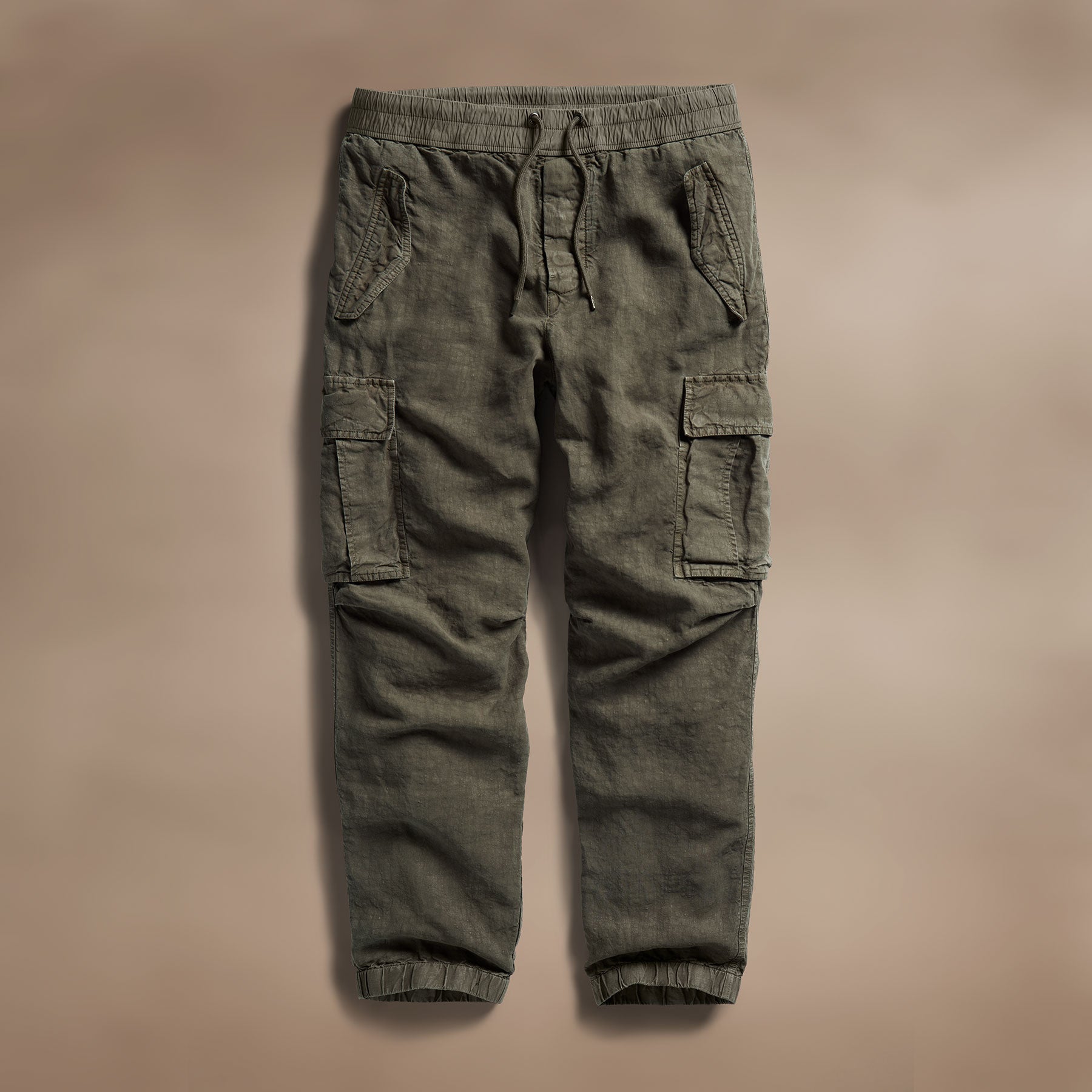 Textured Linen Flight Pant - Army Green
