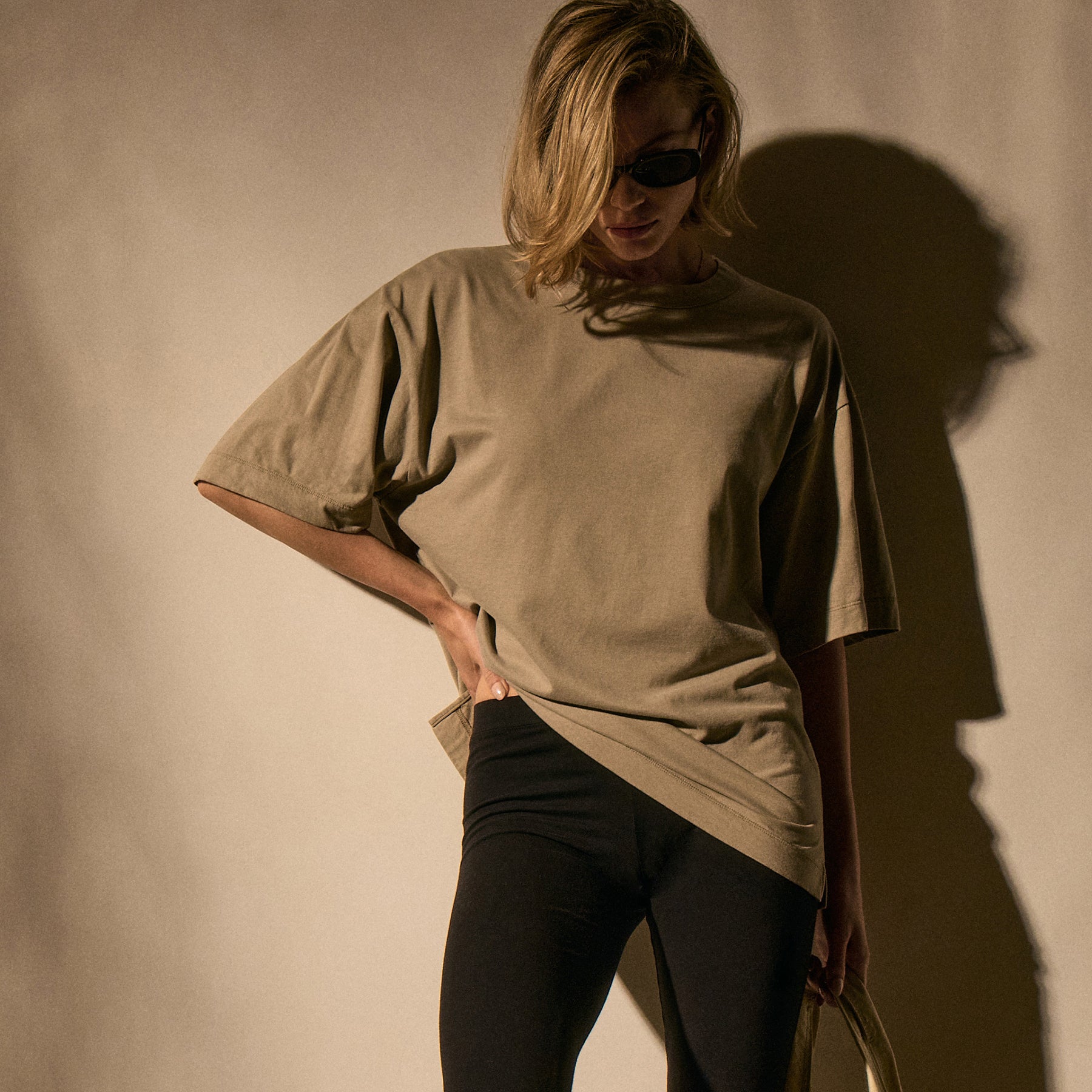Heavy Luxe Jersey Oversized Tee - Overcast