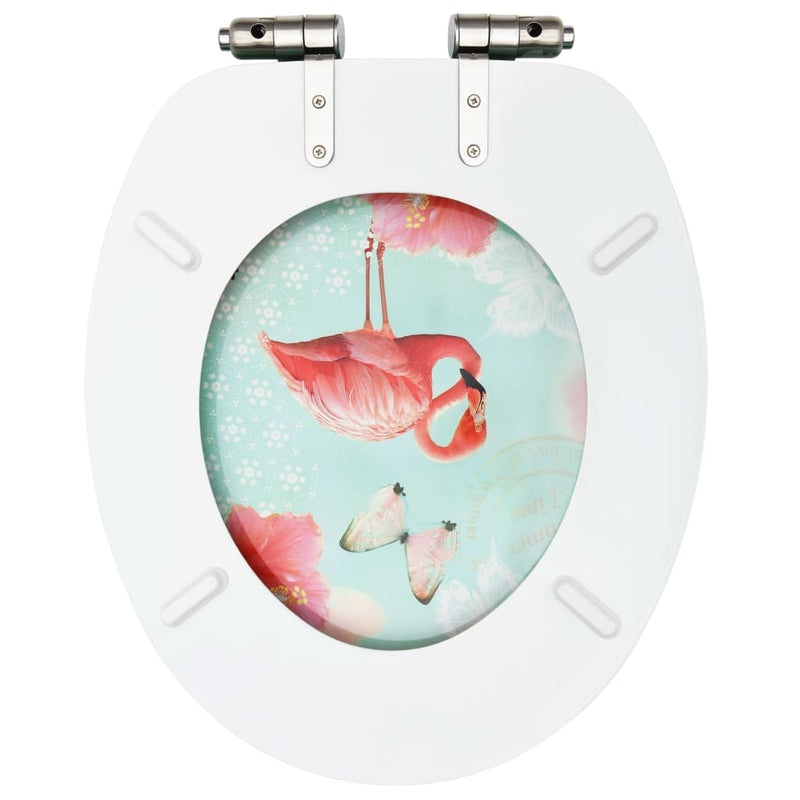 2 db flamingómintás MDF WC-ülőke finoman záródó fedéllel