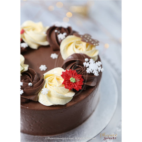 Phoenix Sweets 2016 Fairy Holiday Christmas Red Velvet Dripping Chocolate Rose Swirl Cake