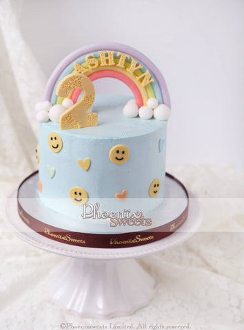 Phoenix Sweets Rainbow Cake with Smiley Faces