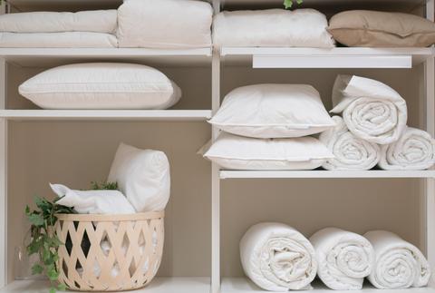 clean bamboo sheets in linen closet
