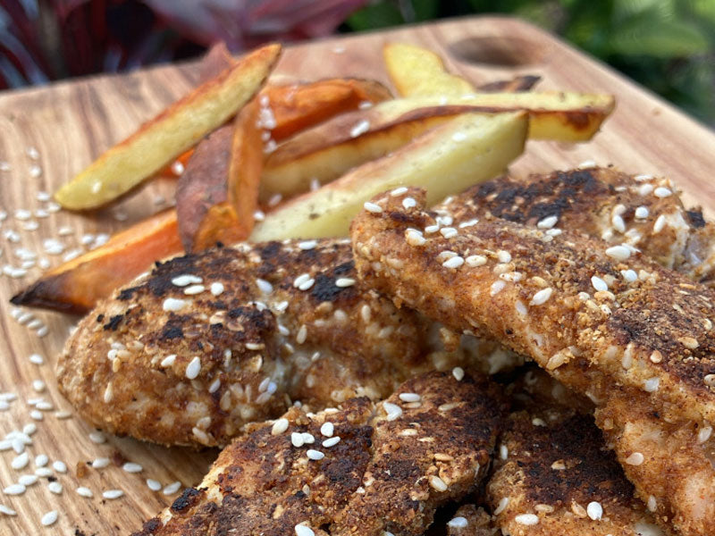 Liver Crumbed Chicken and Tallow Fries