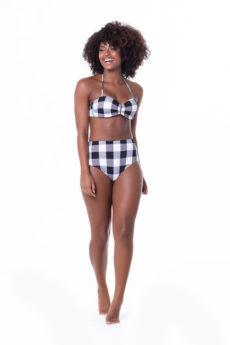 gingham high waisted swimsuit