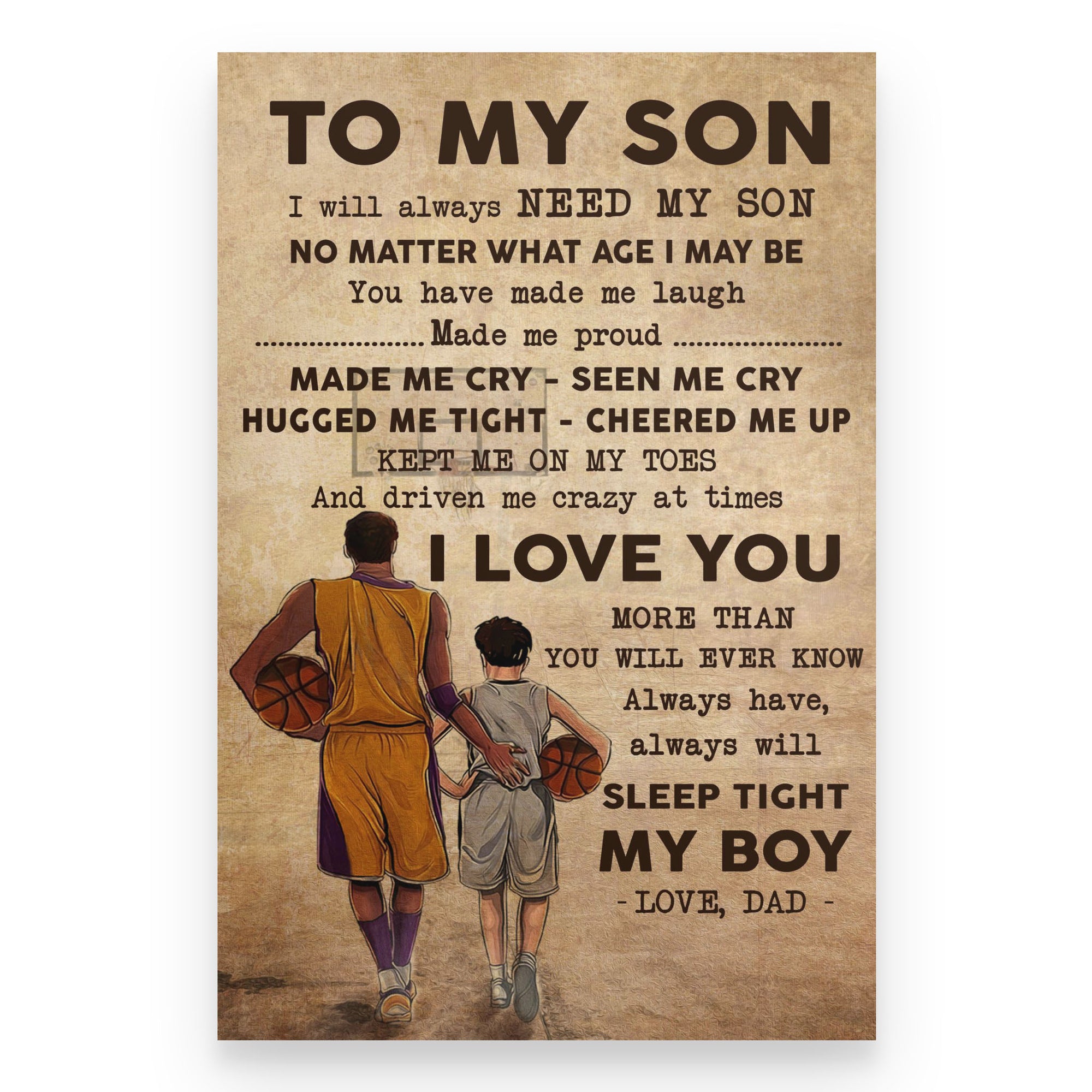 Basketball Poster Dad To Son I Love You More Than You Will Ever Know Lifegifts Net