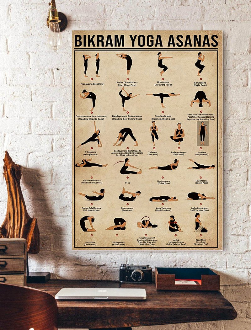 Bikram Yoga Asanas Poster Yoga Knowledge Poster Yoga Training Room Pos ...