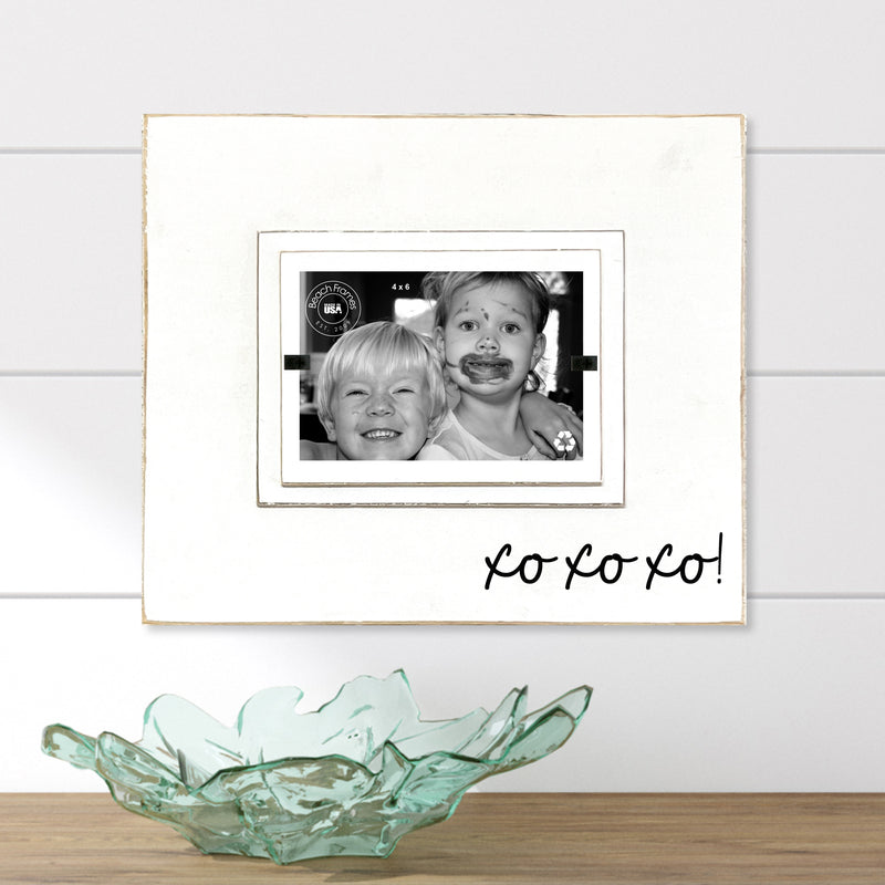 XOXOXO Valentine's Day Love Note Whimsical Distressed Wood Picture Frame | Hugs & Kisses | Valentine Gift for Couple | Love Gift