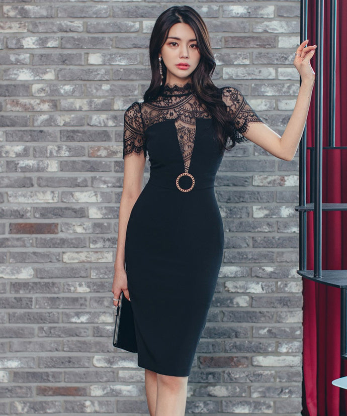 S ブラック 黒 ウェディングドレス パーティドレス キャバドレス 韓国