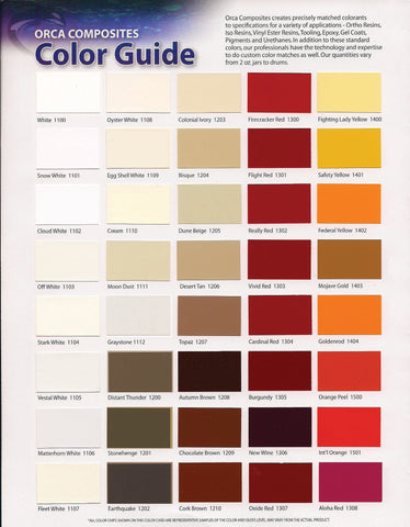 Gel Coat Color Chart