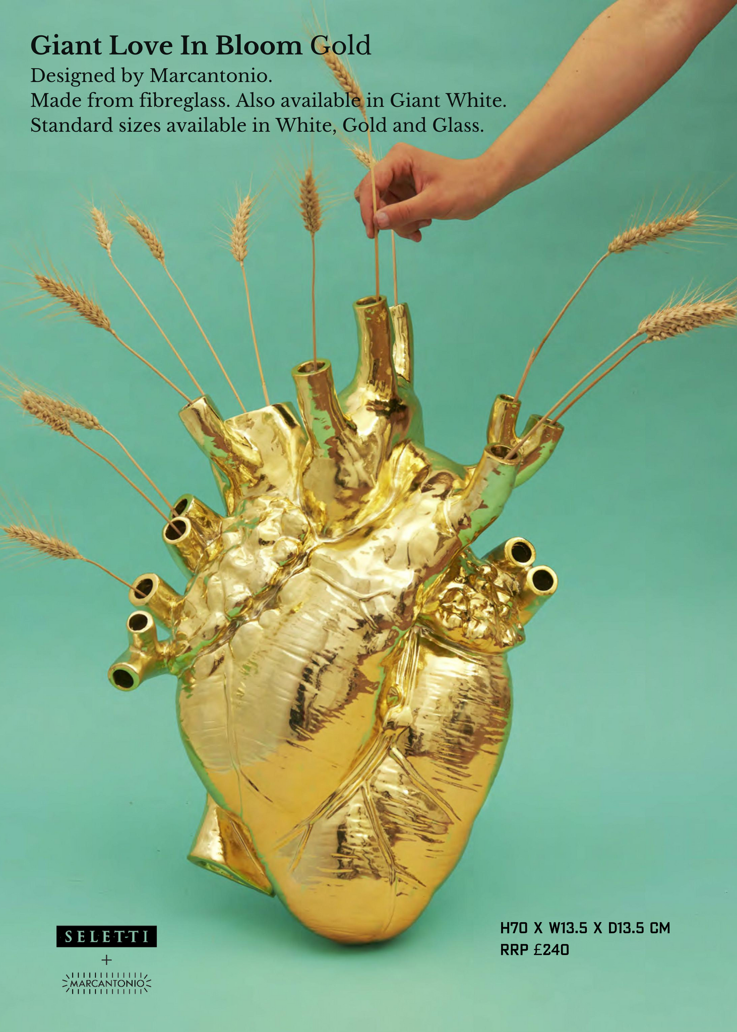 Seletti UK Love in Bloom by Marcantonio New Giant Gold Vase