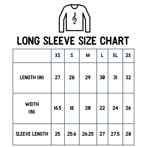 long sleeve size chart – Garlinger Batons