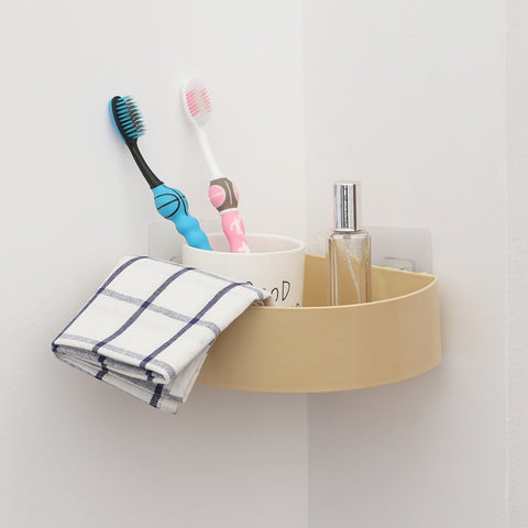 Self Sticking Bathroom Corner Shelf  Stick-on Wall Mounted Storage Rack –  Decor Adda