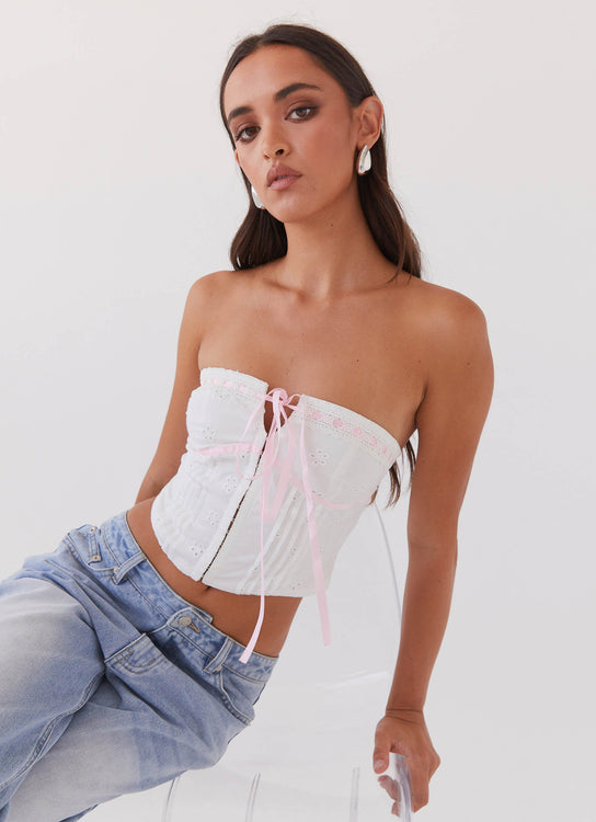 Brailey Top - Bustier Top in Pink Jacquard