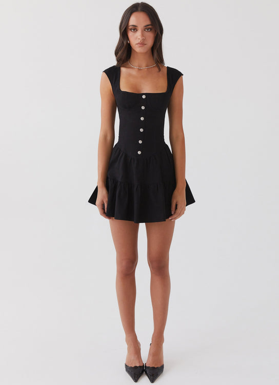 Calypto Pleated Corset Mini Dress - Black